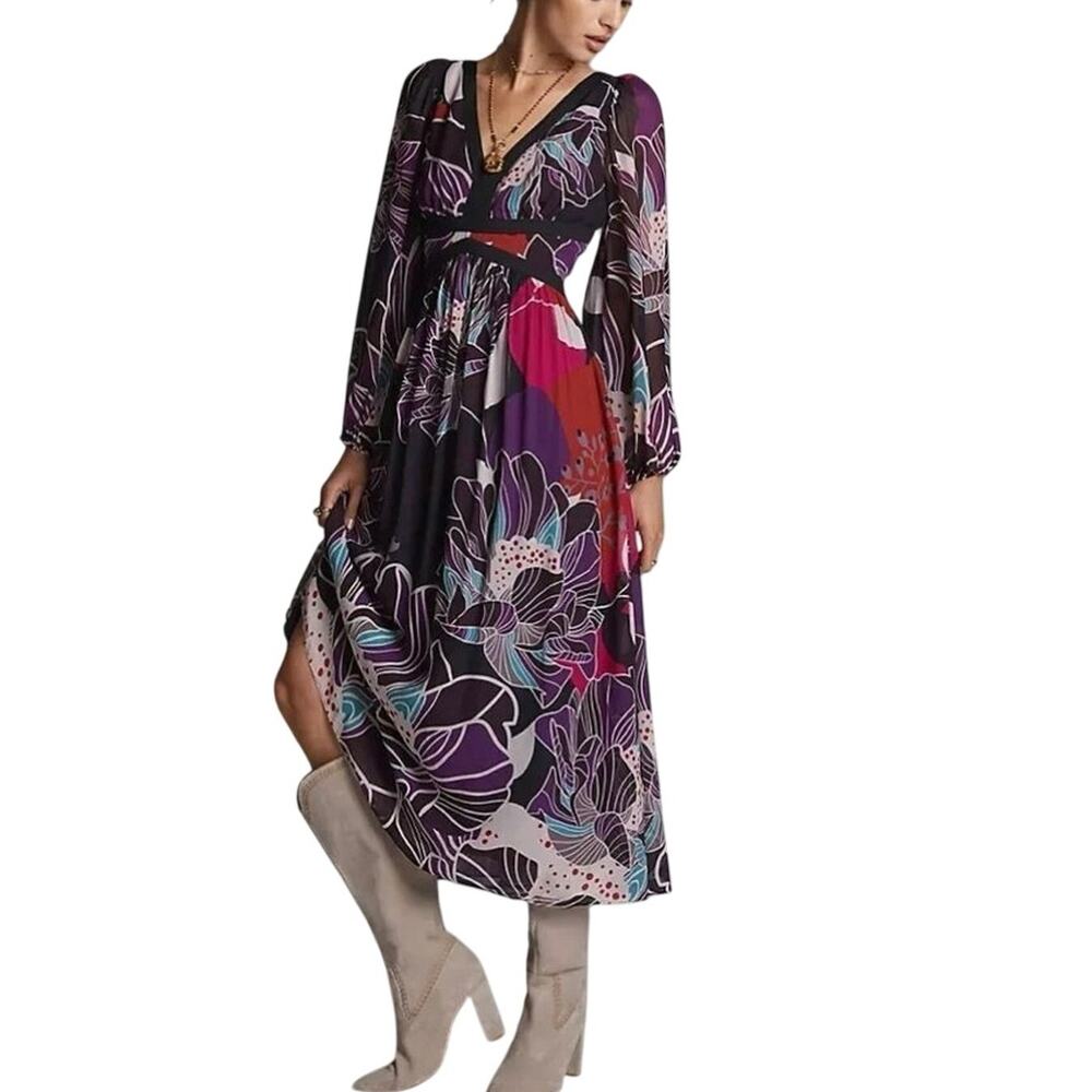 LetMeBe by Anthropologie Midi Dress Bold Print, Size Small new with tag - Picture 3 of 14